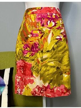 J Crew Abstract Floral Cotton Straight Pencil Skirt 4